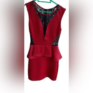 Guess Sexy Bodycon Lace Panels Peplum Dress